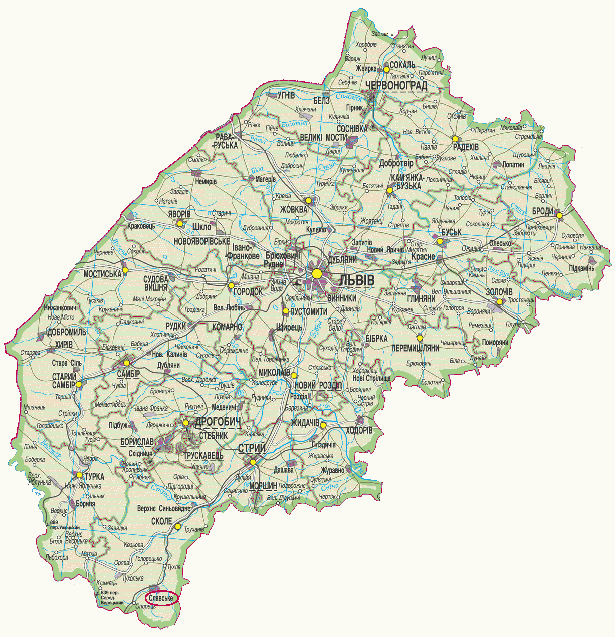 Карта Львівської області