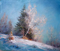 Славсько взимку, живописний пейзаж